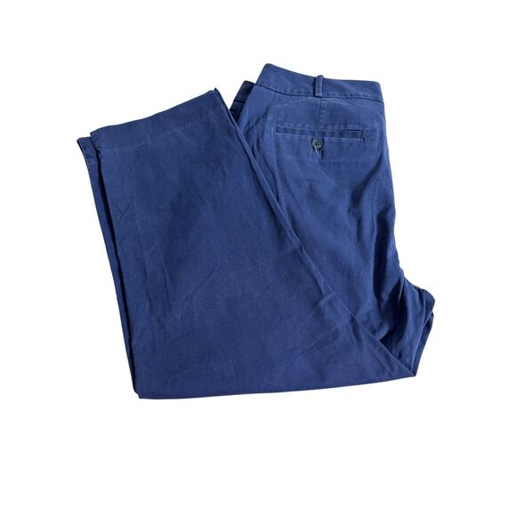 Talbots pants Navy Blue stretch cotton chino straight leg &  pockets Sz 12 Curvy - Picture 1 of 8